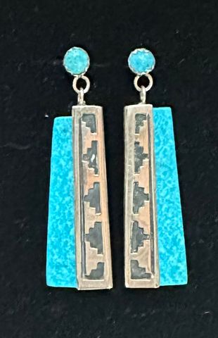 Turquoise Post Slab Earrings