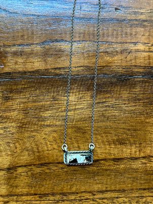 White Bronze Bar Necklace small