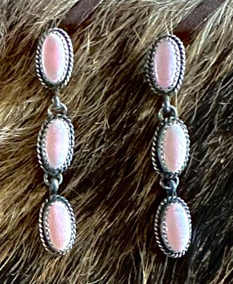 3 Stone Pink Conch Earring