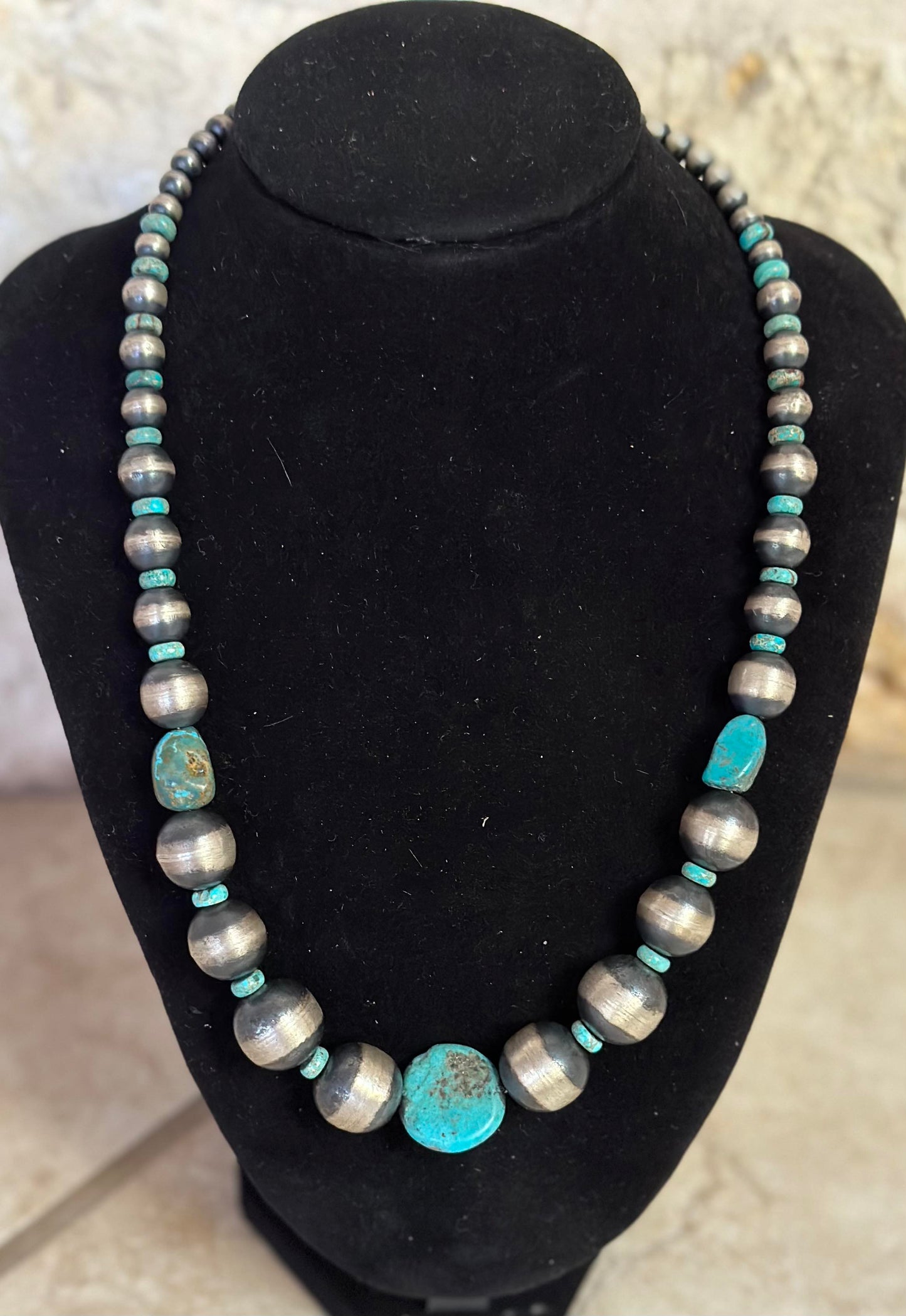 Handmade Navajo + Turquoise Chunk Necklace