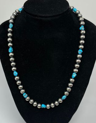 Navajo Pearl + Kingman Necklace