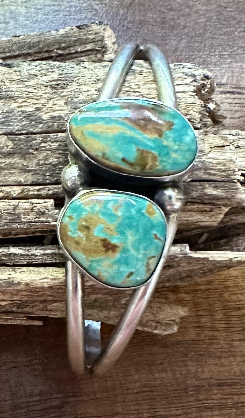 Turquoise 2 Stone Cuff