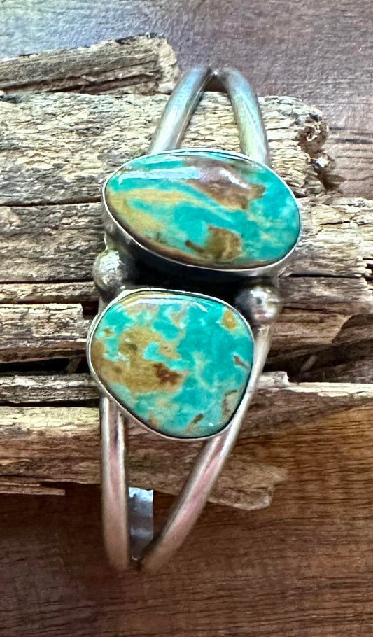 Turquoise 2 Stone Cuff